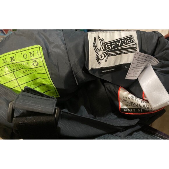 winter gear Spyder snow pant kid size 14 gray Winter Pants With Straps snow bib - Picture 4 of 4